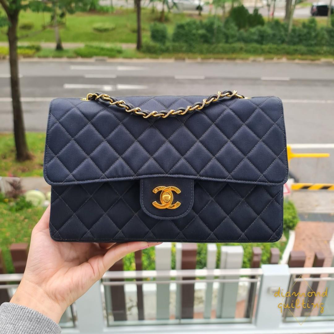 Chanel Black Caviar Quilted 24K Gold Plated Small Classic Double