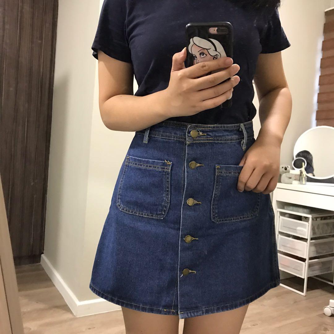 Korean Womens Fashion High Waist A Line Denim Long Skirt Slim Fit Fashion  Dress | eBay
