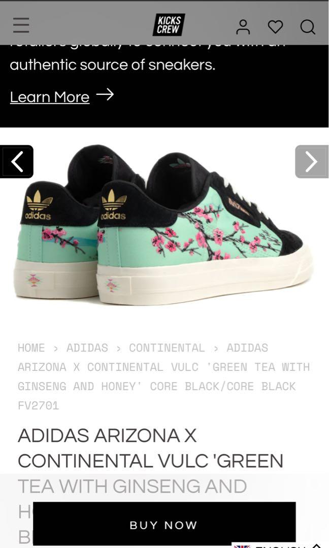 ADIDAS ARIZONA X CONTINENTAL VULC GREEN TEA WITH GINSENG AND HONEY CORE BLACK CORE BLACK
