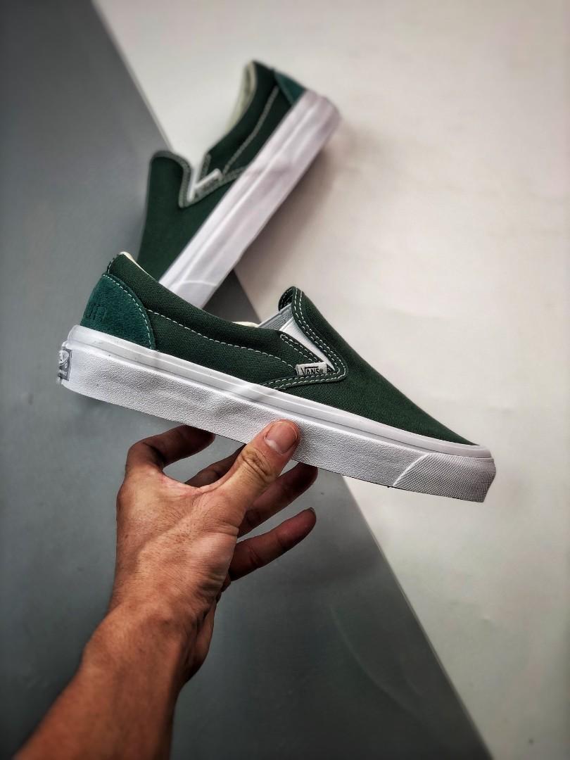 Emerald green slip on vans hot sale