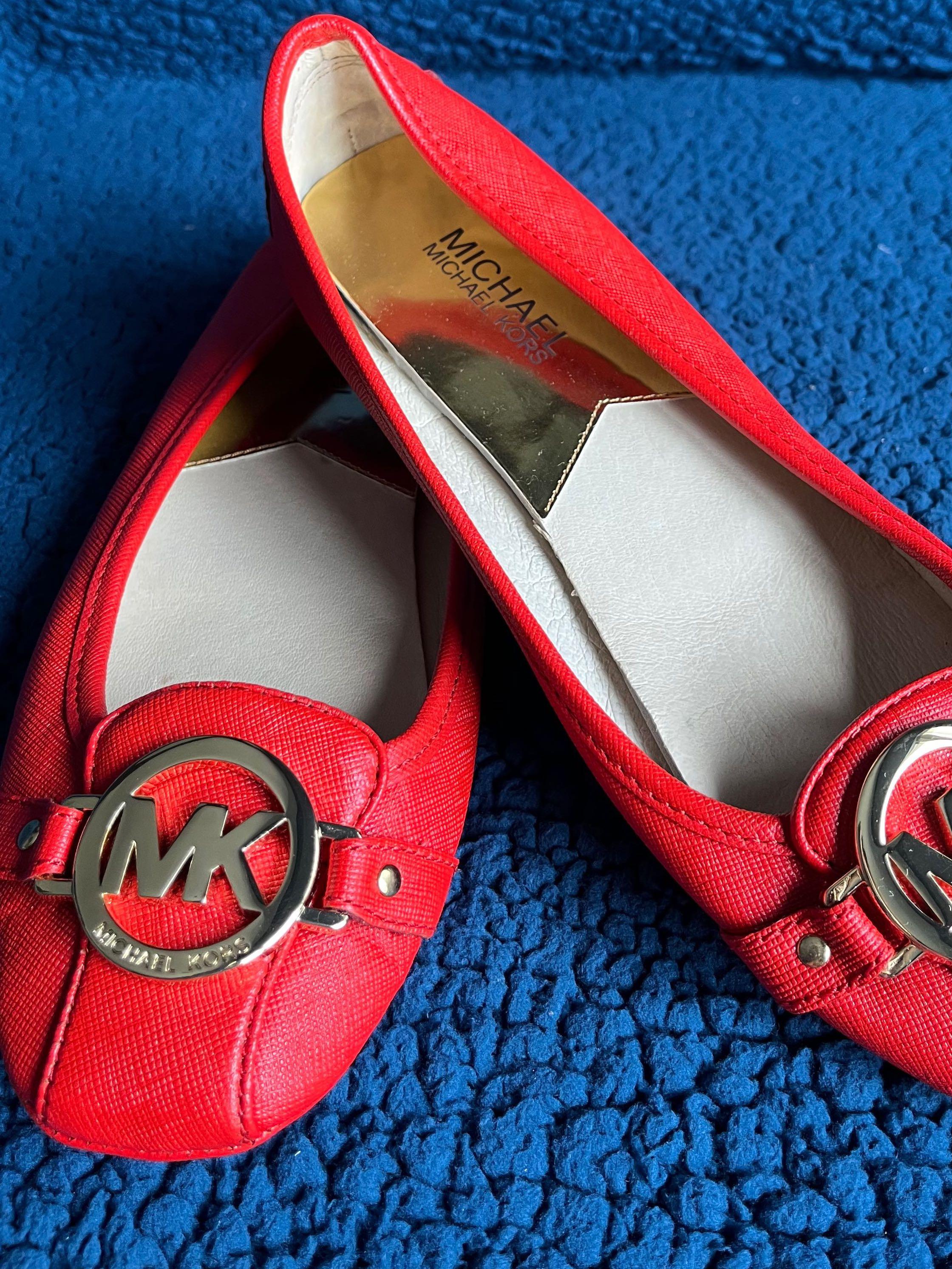 Red michael kors flats top