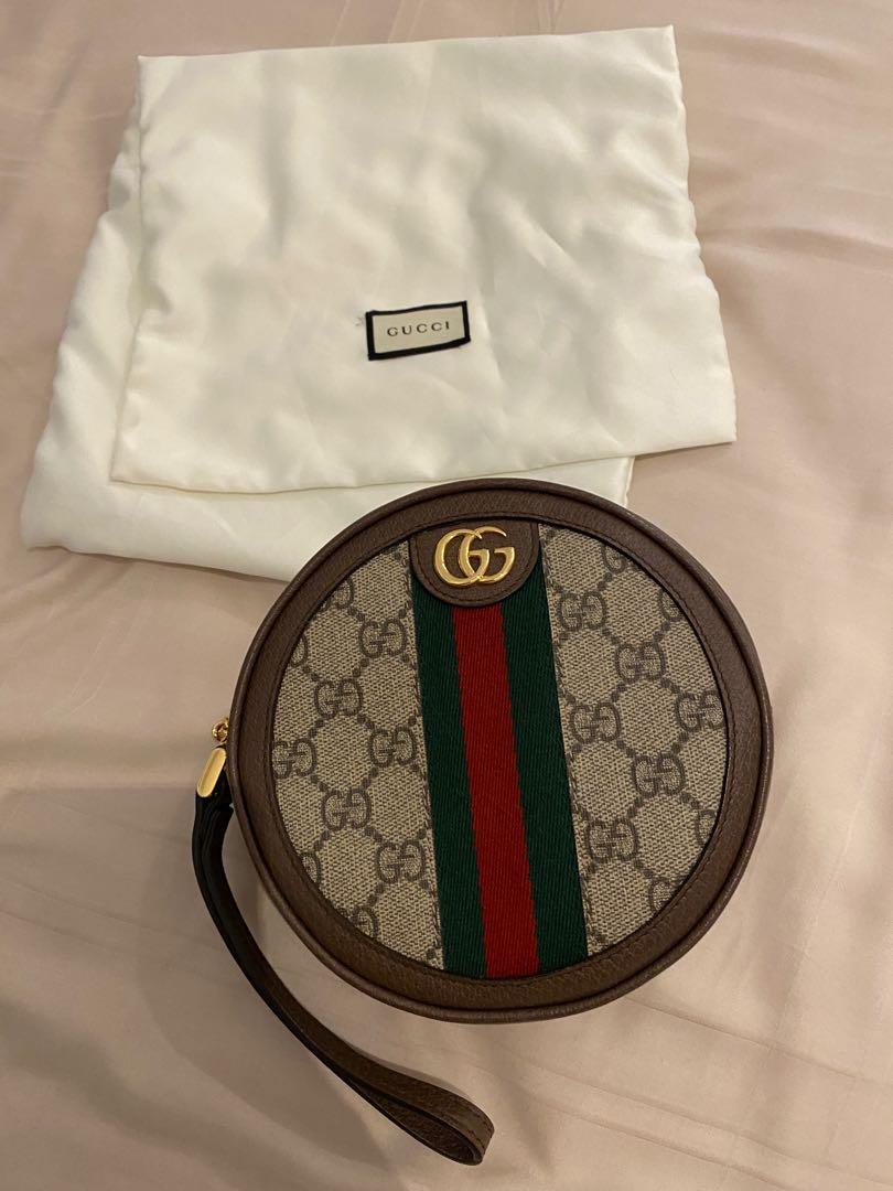 Authentic Preloved Gucci Ophidia round wristlet wallet GG coated canvas
