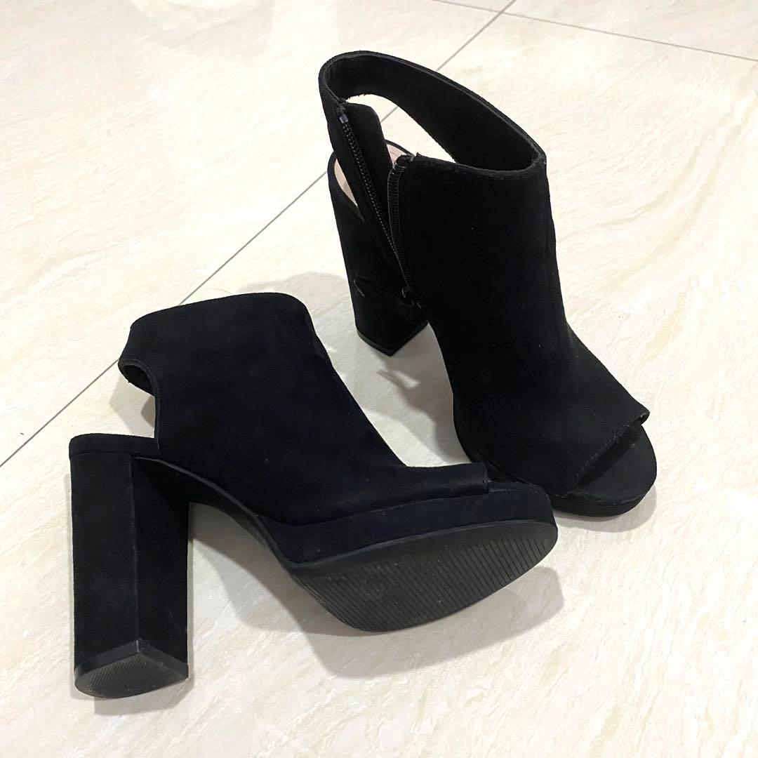 black suede heels boots h m size 36 Fesyen Wanita Sepatu di