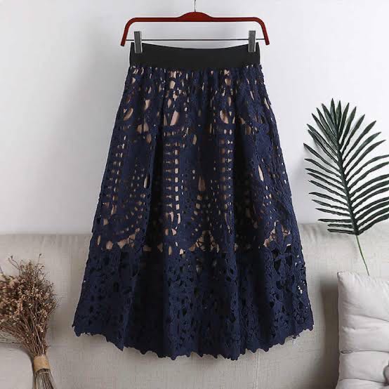 Blue lace skirt, Women's Fashion, Bottoms, Skirts on Carousell