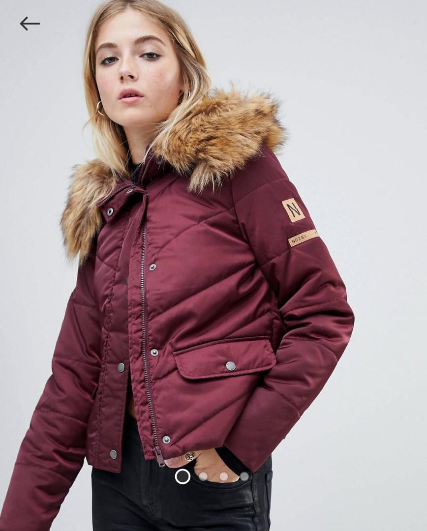 Noisy may faux fur padded outlet parka