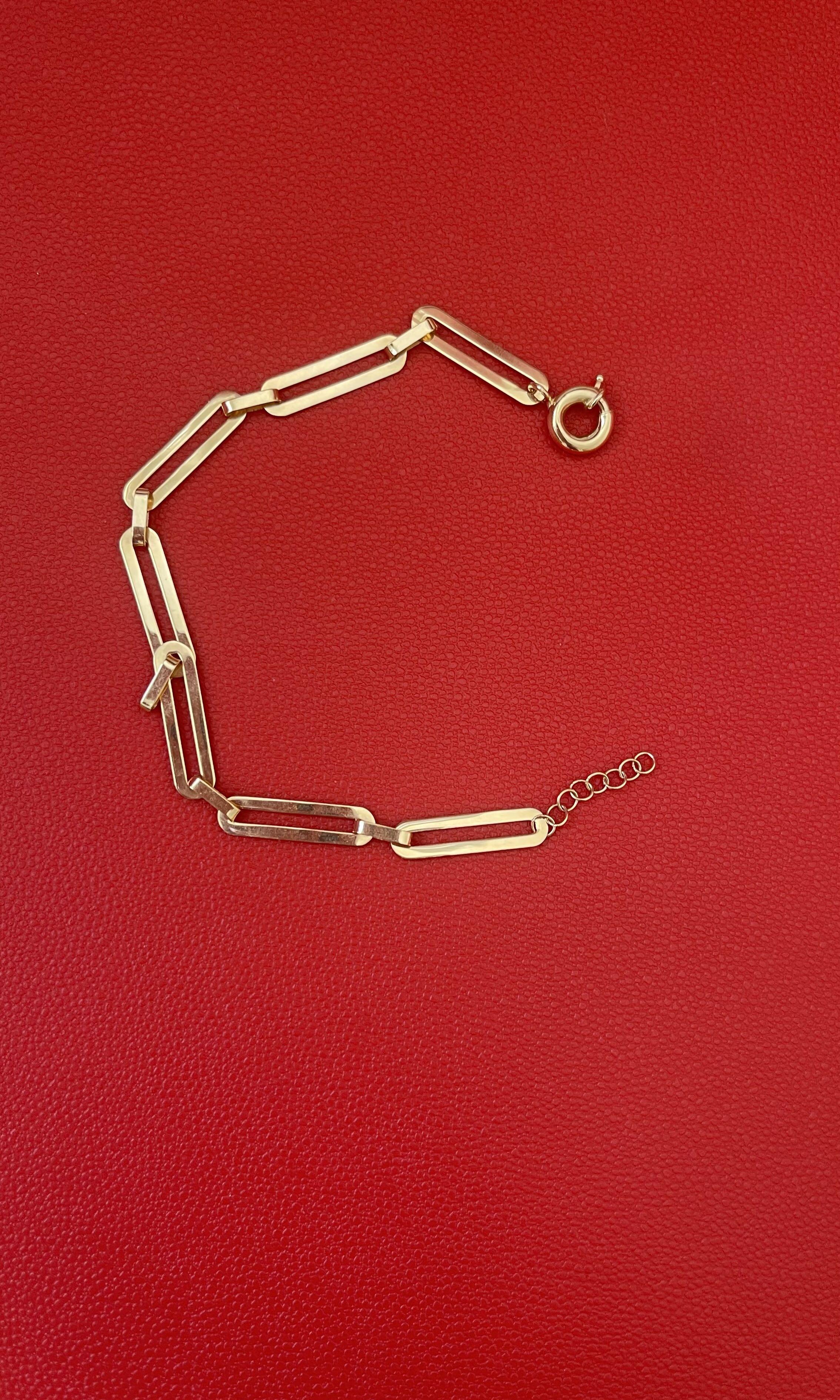 Bracelet Paper clip design Saudi Gold 18k Authentic, Women's Fashion