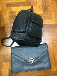 Bundle Italy Genuine Leather Clutch and Backpack