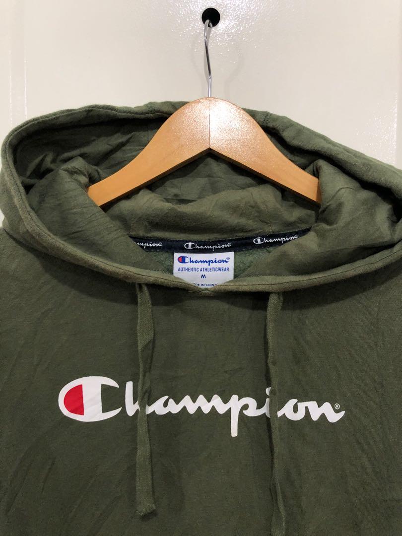 Champion hoodie army best sale green