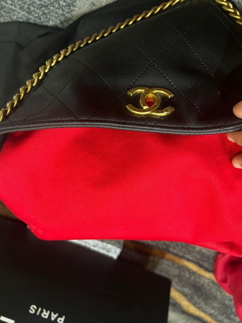 Chanel black & red quilted leather button up hobo, Luxury, Bags & Wallets  on Carousell