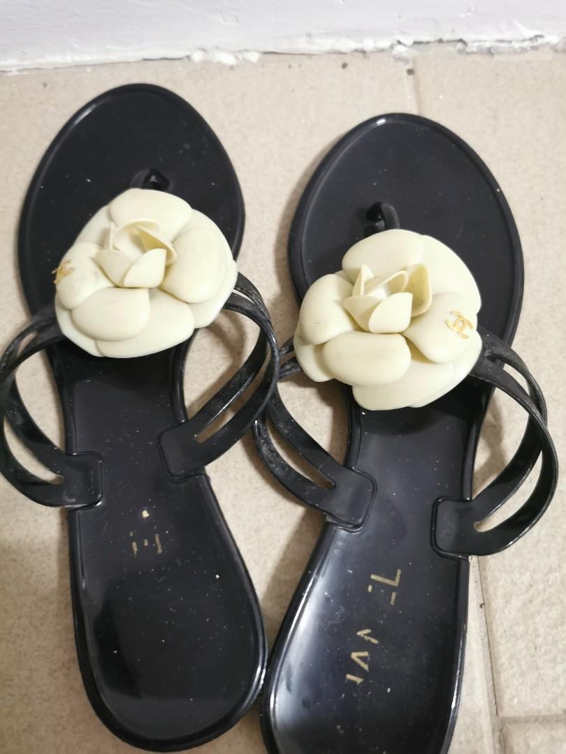 Chanel Sandals Flip Flop Camellia, Women's Fashion, Footwear, Flipflops ...