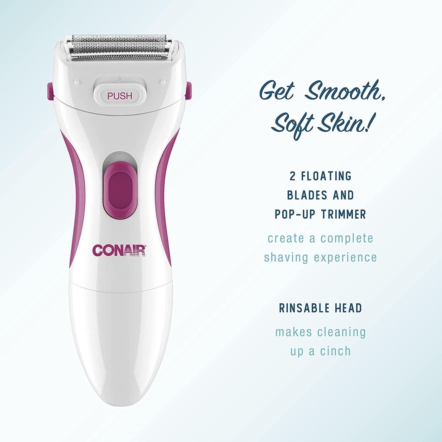 Conair Satiny Smooth Ladies Twin Foil Shaver with popup Trimmer; Use
