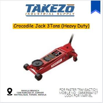 CROCODILE JACK 3 TONS HEAVY DUTY (Category: Construction Tools & Equipment) located in Manila. Submitted by marnelhayai-68990 (Listing ID 1167669931, Image 1). Description: ITEM : CROCODILE JACK 3TONS (HEAVY DUTY) SPECS : 3 TONS SINGLE PUMP MAX LIFT : 465MM PRICE : 10,560.00 CONTACT NO : 0 9 5 6 3 5 9 4 1 0 7 .