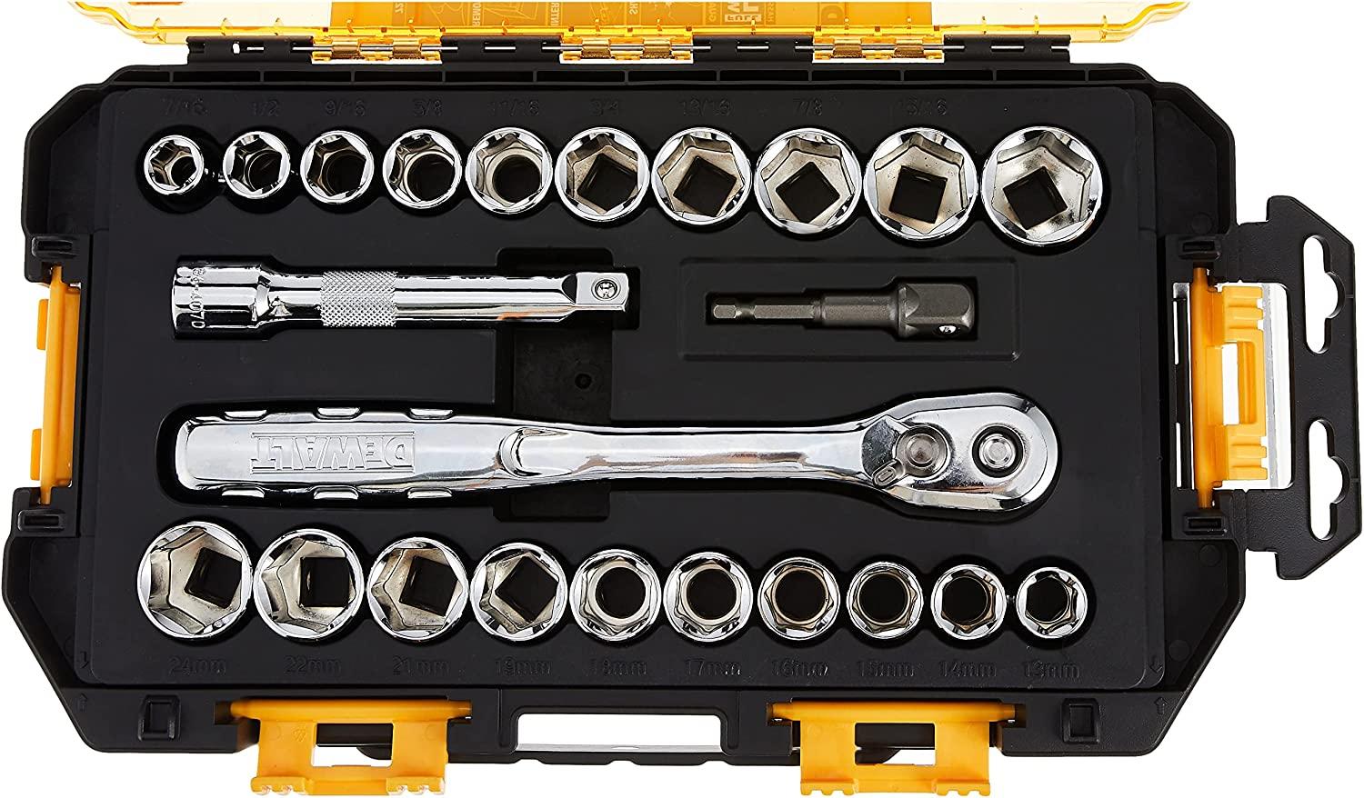 DEWALT DWMT73813 Drive Socket Set (23 Piece), 1/2", Furniture & Home Living, Home Improvement