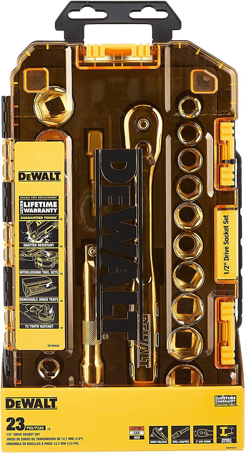 DEWALT DWMT73813 Drive Socket Set (23 Piece), 1/2", Furniture & Home Living, Home Improvement