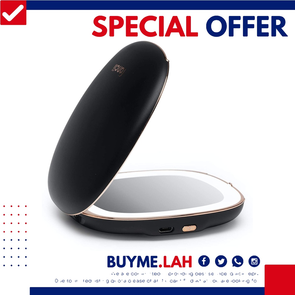 Fancii Rechargeable Compact Makeup Mirror with Natural LED Lights, 1x