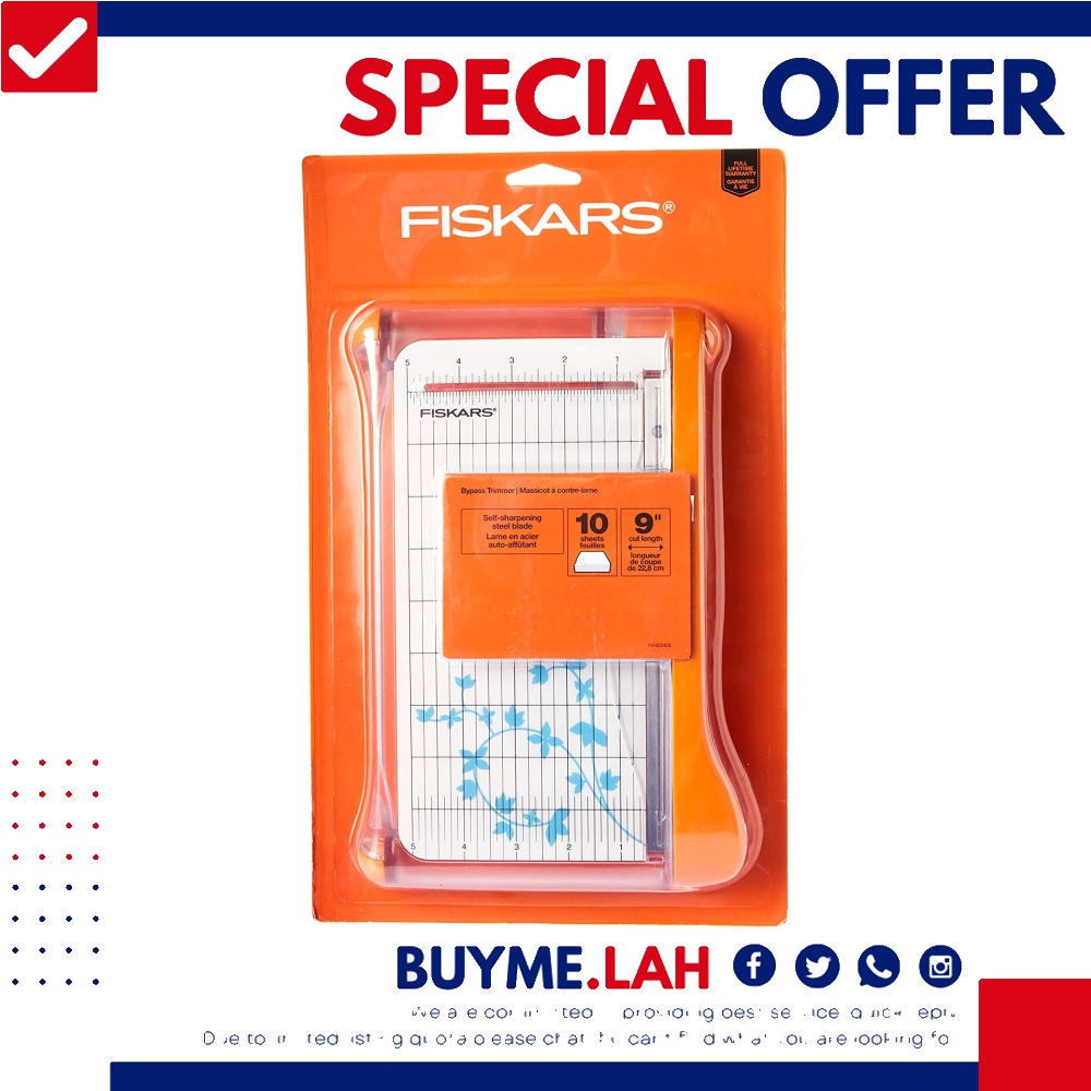 Fiskars 9" Bypass Paper Trimmer (1991301001),White, Everything Else on