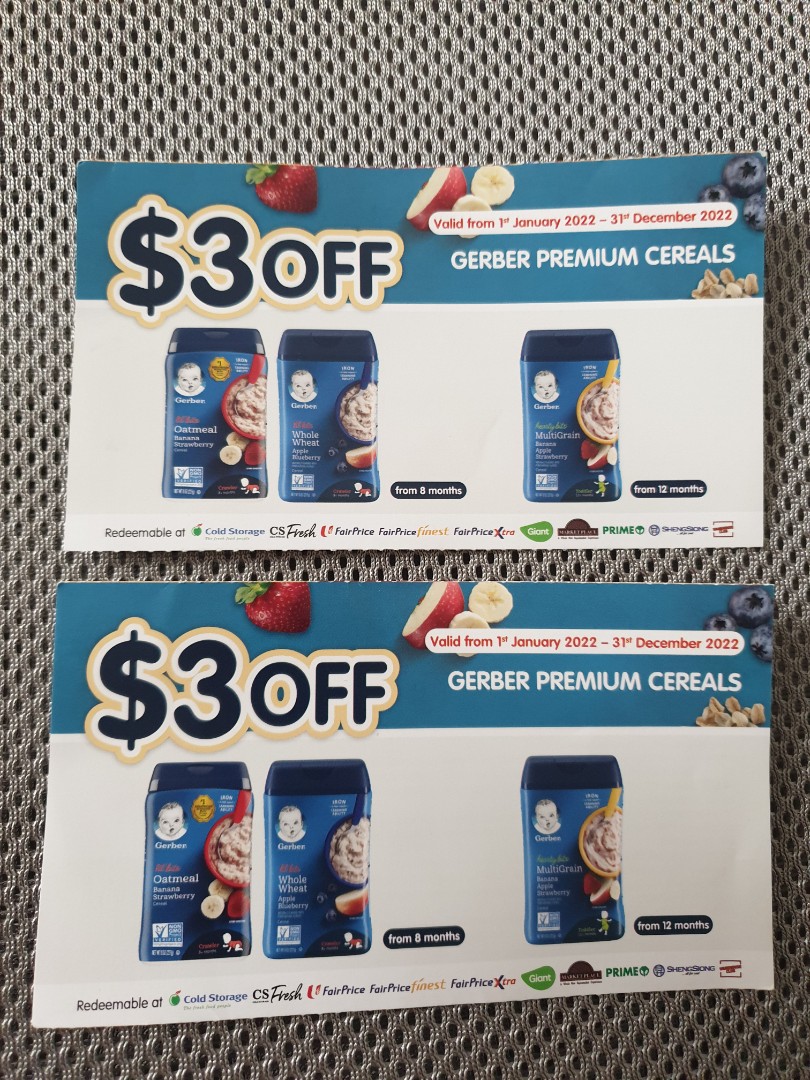 FREE Gerber voucher 3 x 2 pcs, Babies & Kids, Nursing & Feeding