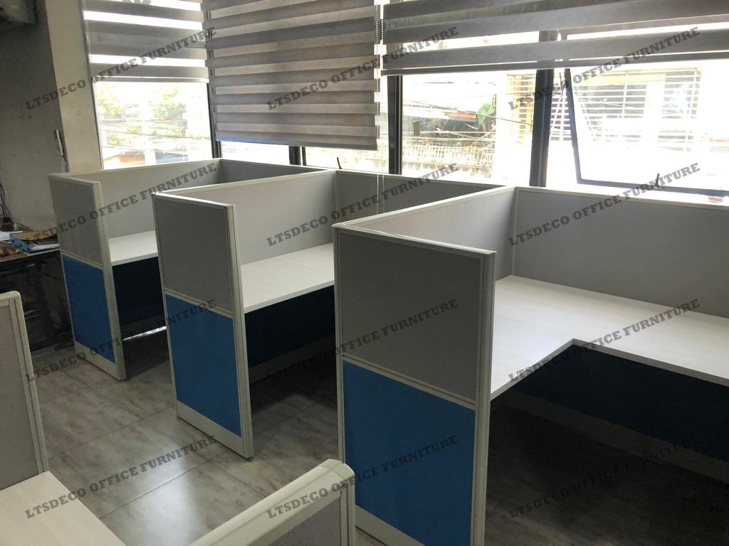 FULL FABRIC CUBICLE L-SHAPE TABLE OFFICE PARTITION FURNITURE, Furniture ...