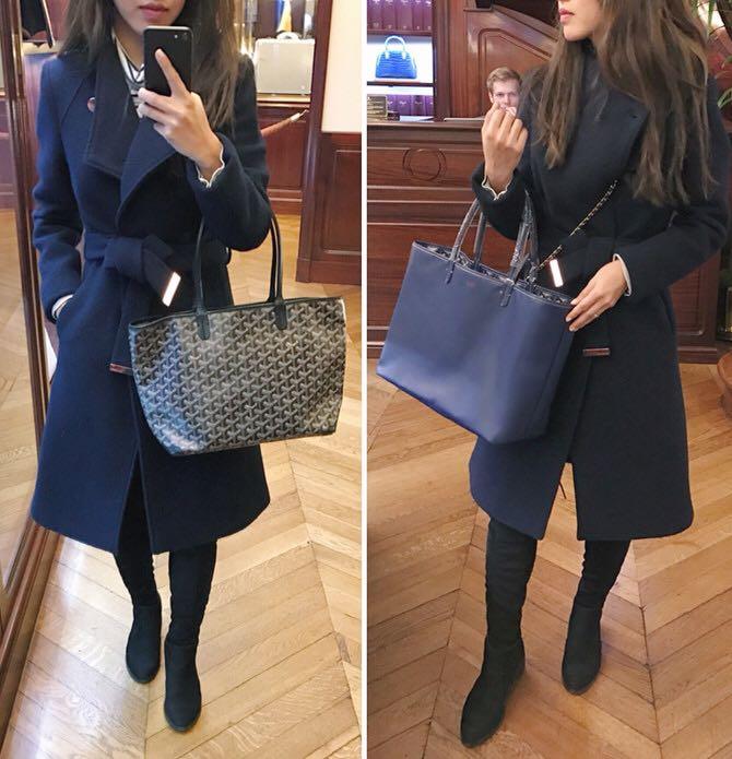 Goyard Anjou Reversible PM Tote Navy Blue, Luxury, Bags & Wallets