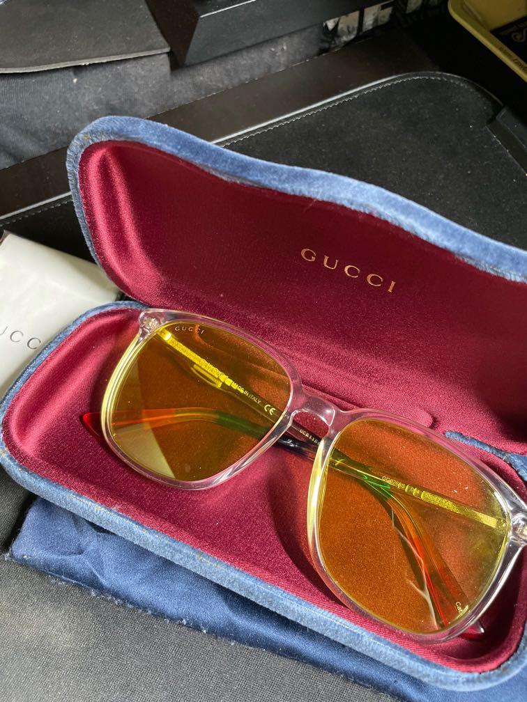 Gucci Square-frame Acetate Sunglasses In Yellow, 名牌, 飾物及配件 