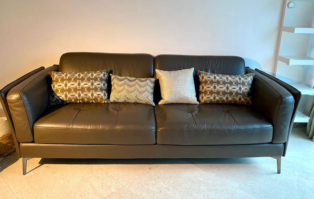 Harvey Norman Italian leather sofa 3 seater, Furniture & Home Living