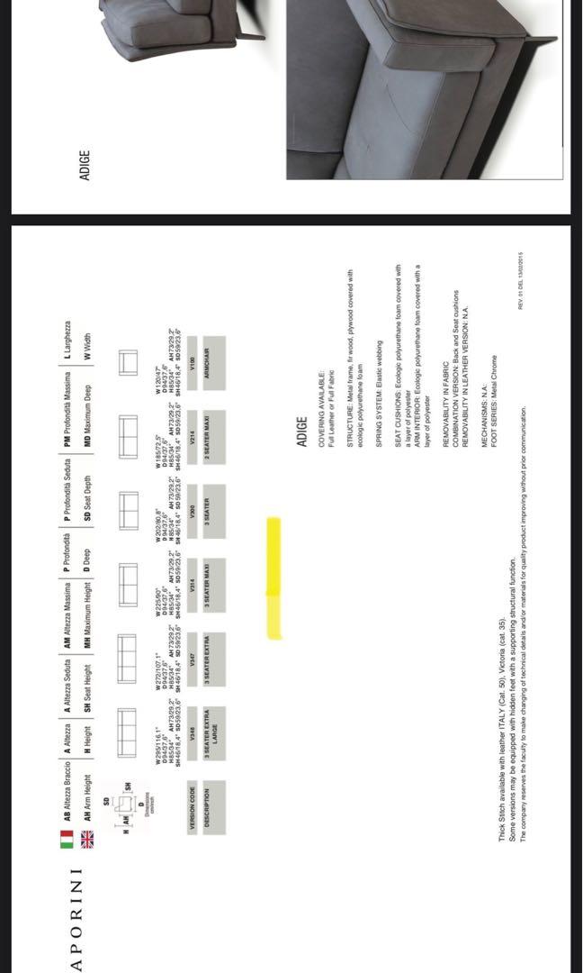 Harvey Norman Italian leather sofa 3 seater, Furniture & Home Living