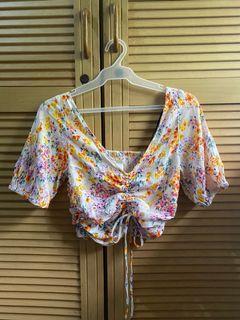 H&M Floral Ruched Top