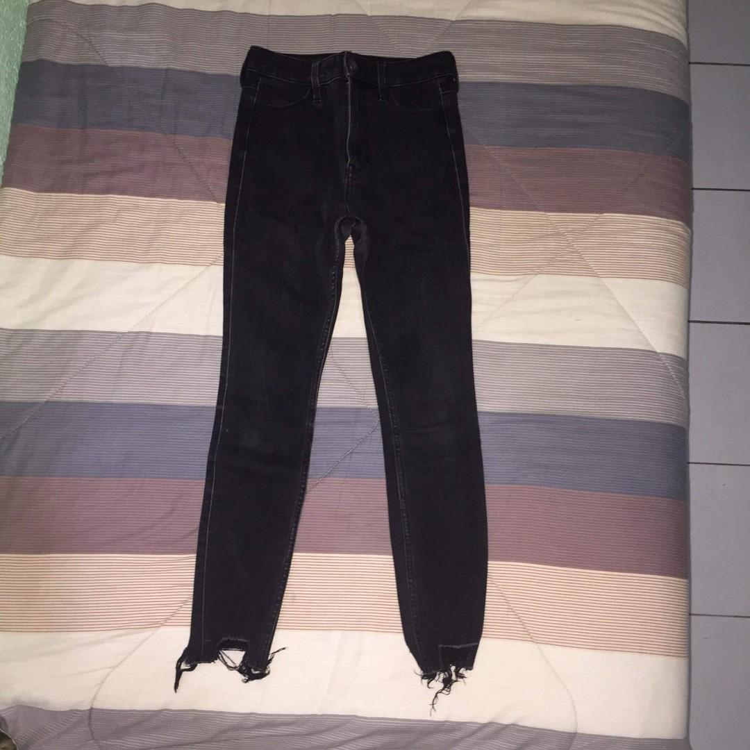 Hollister Black Acid Wash Ripped Jeans 