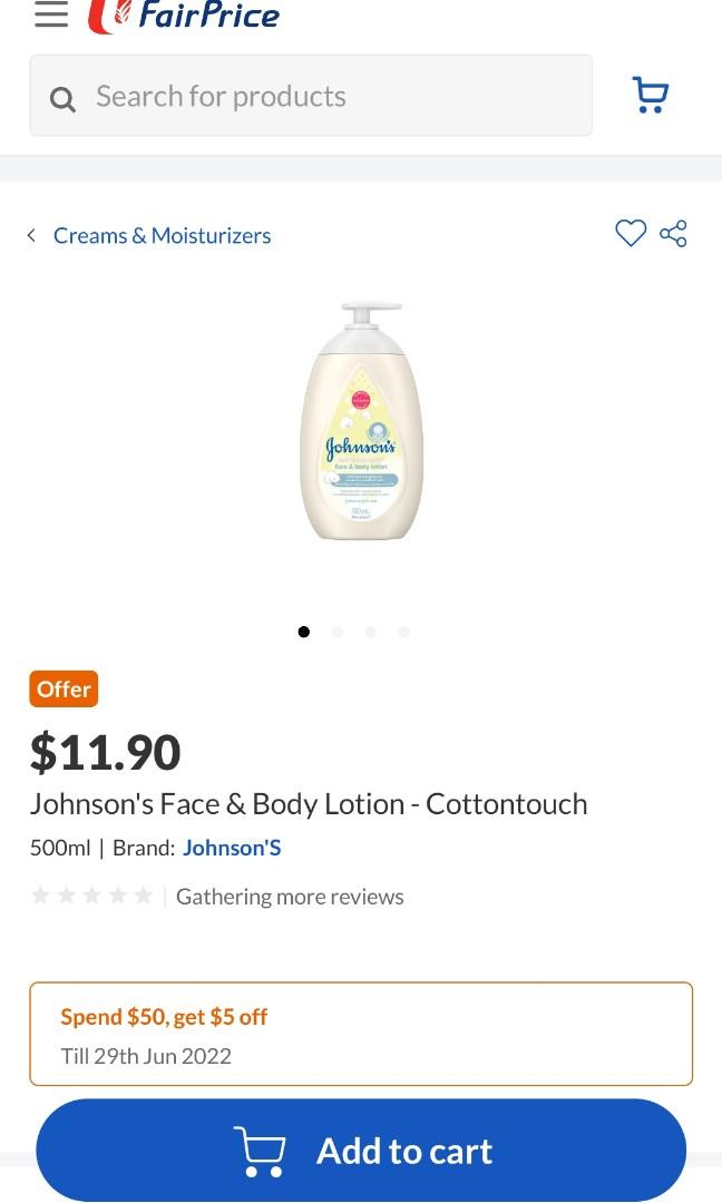 JOHNSON'S, COTTON TOUCH FACE & BODY LOTION 500ML