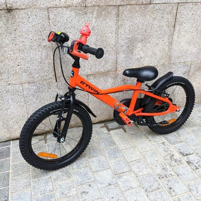 B-twin vélo 16 pouces 4-6 ans orange 500 robot decathlon