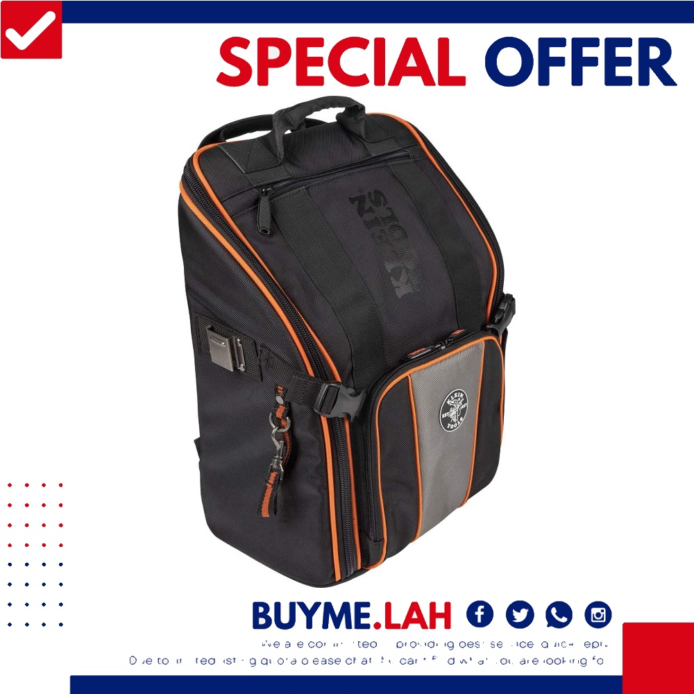 Klein Tools 55482 Tool Bag Backpack, Heavy Duty Tradesman Pro Tool