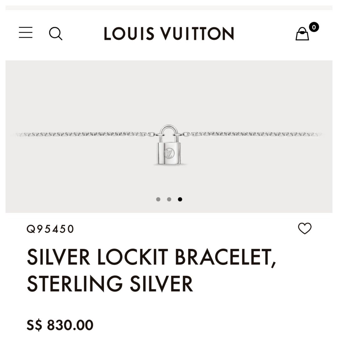 Louis Vuitton Silver lockit bracelet, sterling silver (Q95450)