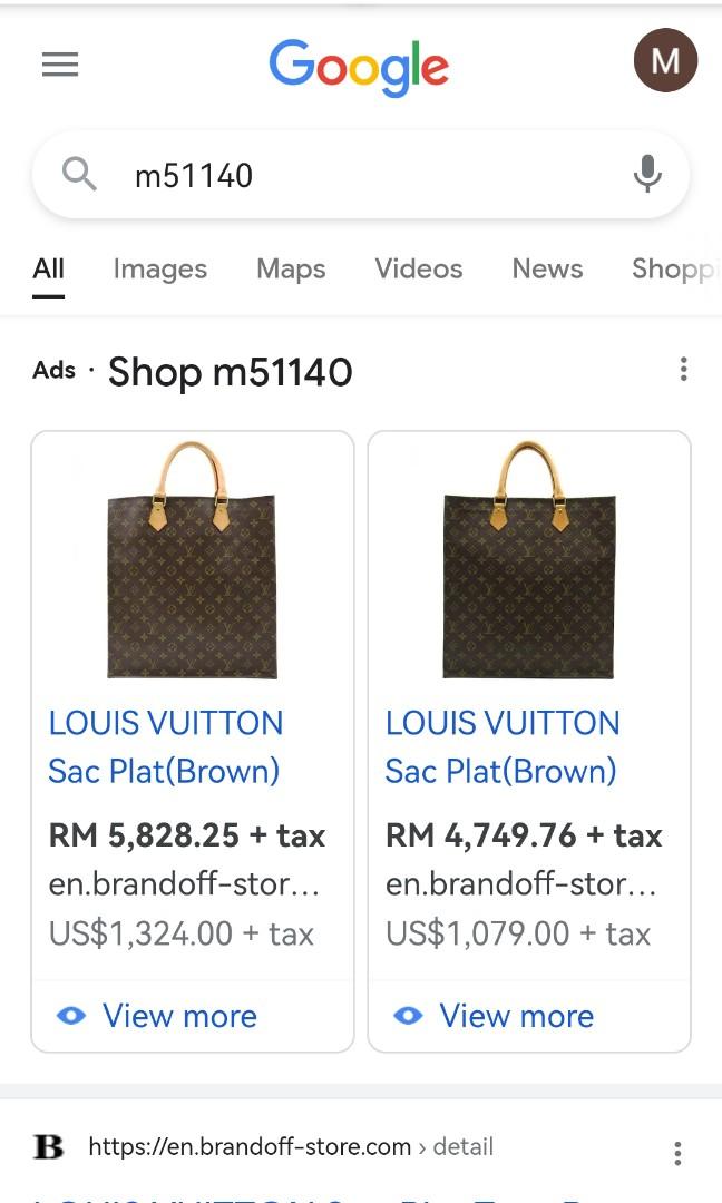 Louis Vuitton Sac Plat M51140 Brown Damier Ebene Canvas Shopping Tote Bag Preowned