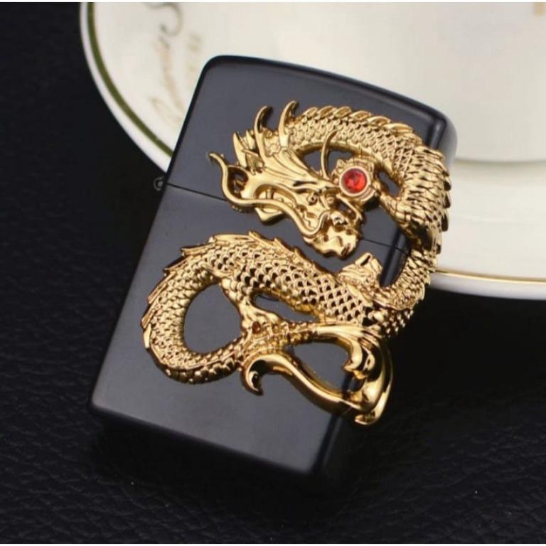 Metal Dragon Series Butane Insert Flip Top Lighter, Furniture & Home