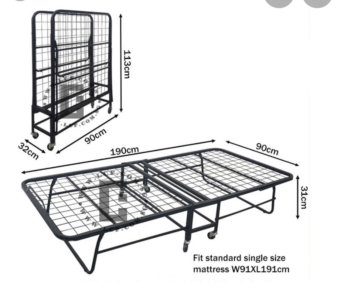 Metal foldable bed frame, Furniture & Home Living, Furniture, Bed