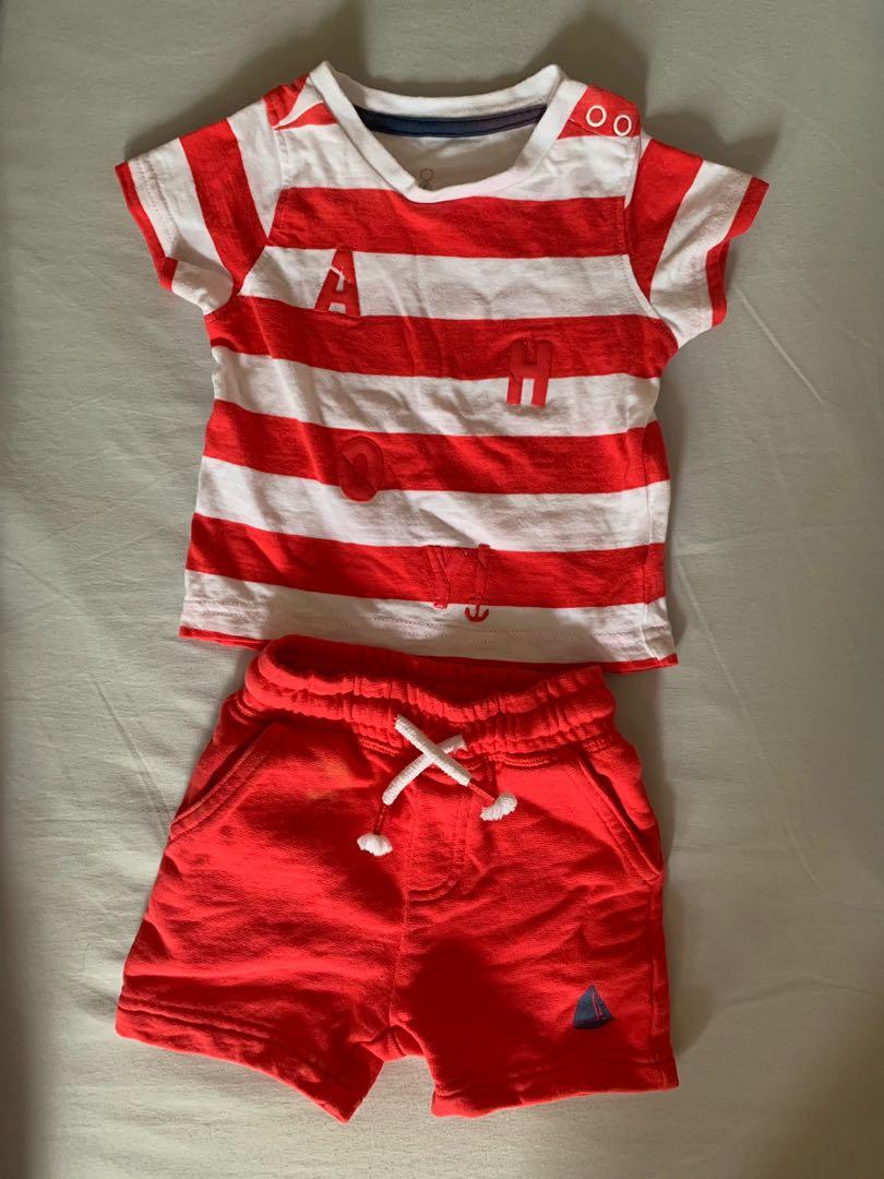 Red shirt and best sale shorts