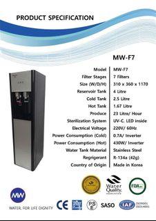 MW-F7 produces Alkaline water