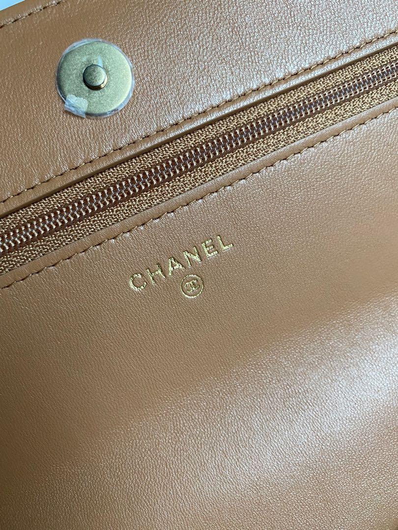 New Chanel 19 WOC Caramel brown beige tan wallet on chain classic small  flap bag gold logo hardware lambskin c19, Women's Fashion, Bags & Wallets,  Cross-body Bags on Carousell