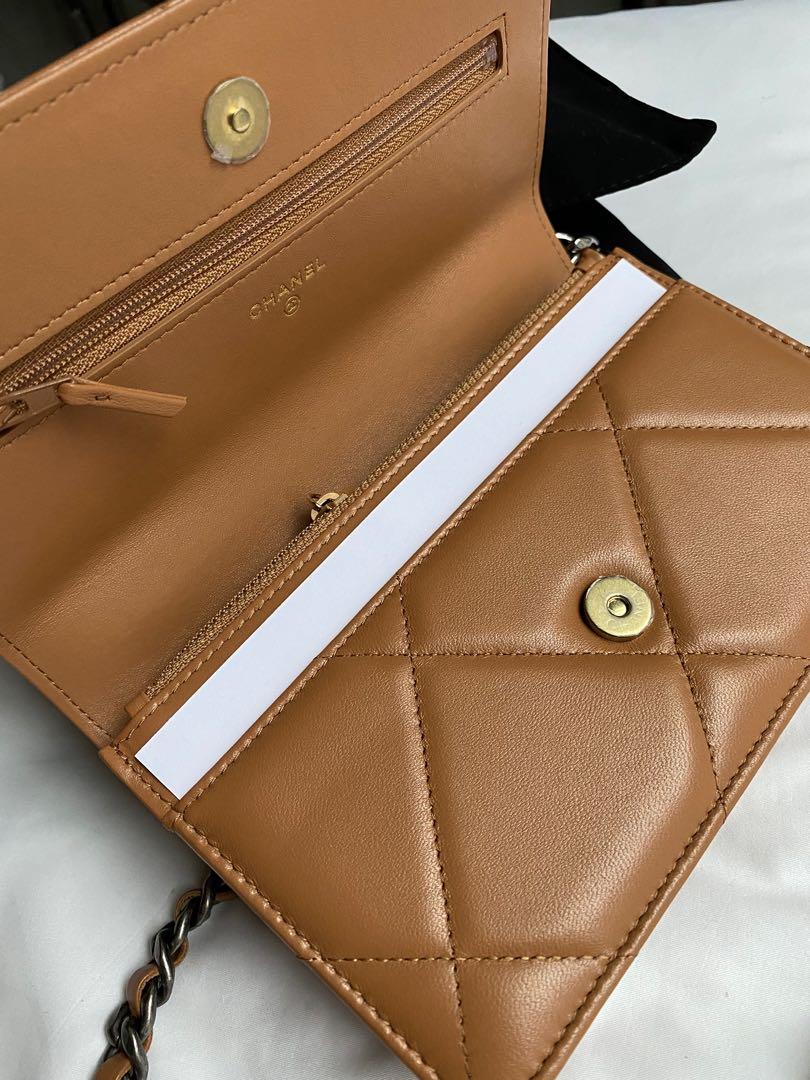 New Chanel 19 WOC Caramel brown beige tan wallet on chain classic small  flap bag gold logo hardware lambskin c19, Women's Fashion, Bags & Wallets,  Cross-body Bags on Carousell