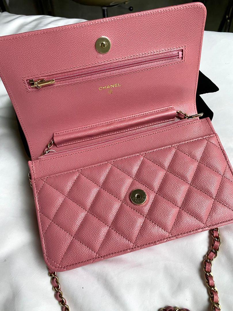 New Chanel 22A Pink Caviar Leather WOC Wallet on chain LGHW light gold  hardware classic flap small bag purse, Women's Fashion, Bags & Wallets,  Cross-body Bags on Carousell