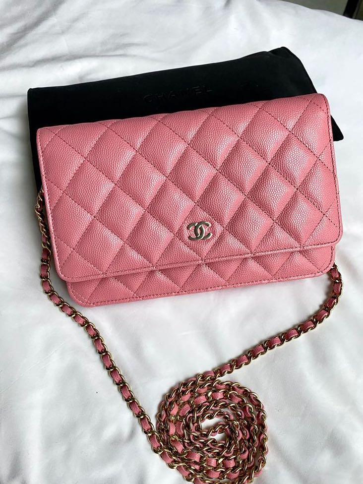 New Chanel 22A Pink Caviar Leather WOC Wallet on chain LGHW light gold  hardware classic flap small bag purse, Women's Fashion, Bags & Wallets,  Cross-body Bags on Carousell