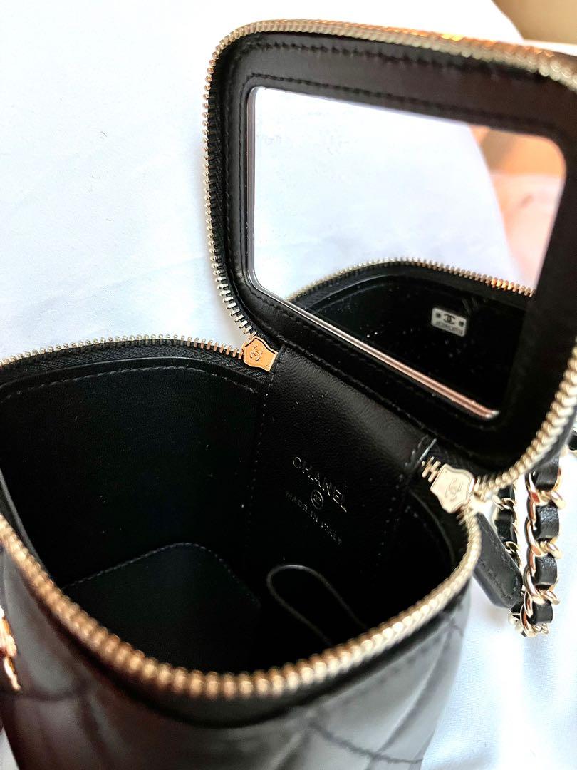 Clearance!! New Chanel Black Lambskin Mini Square Vanity Case Mirror 22A Gold  Hardware, Women's Fashion, Bags & Wallets, Cross-body Bags on Carousell