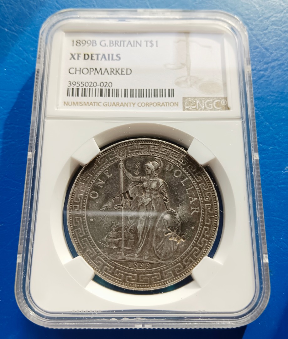 NGC XF 1899 B g.britain TRADE One Dollar Wang Syiling Duit Lama