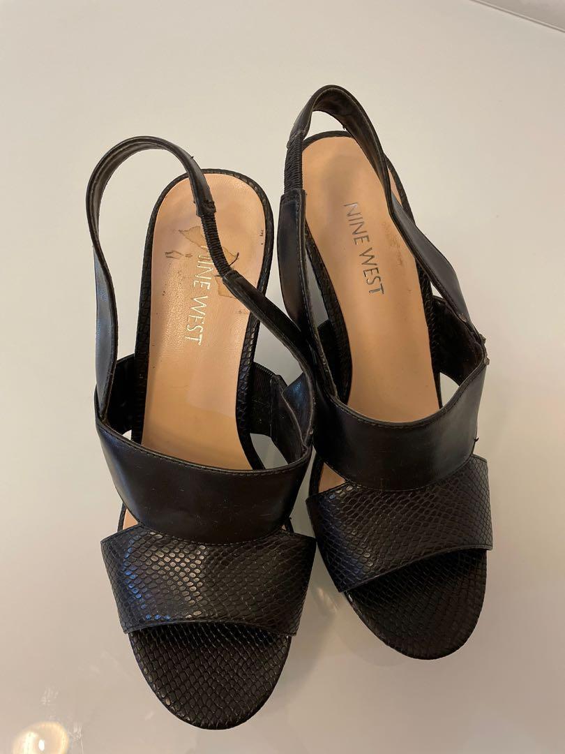 nine west black wedge heels