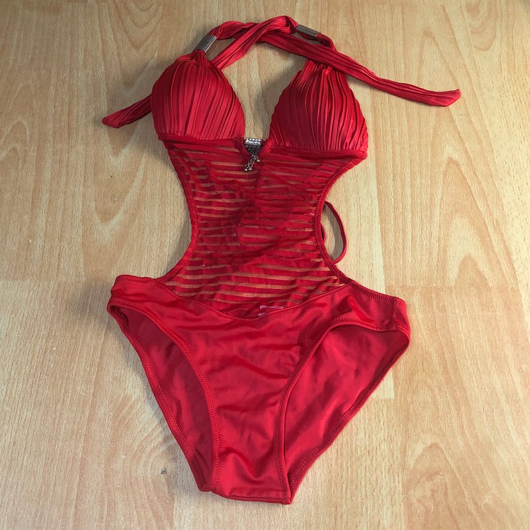 One piece Red Swimsuit, Women's Fashion, Swimwear, Bikinis & Swimsuits on Carousell