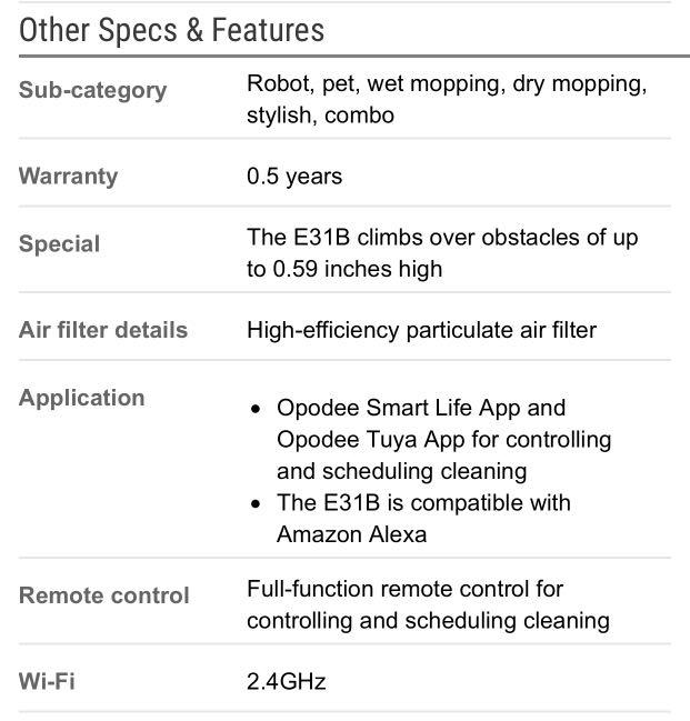 OPODEE E31B Robot Vacuum and Mop, TV & Home Appliances, Vacuum Cleaner & Housekeeping on Carousell