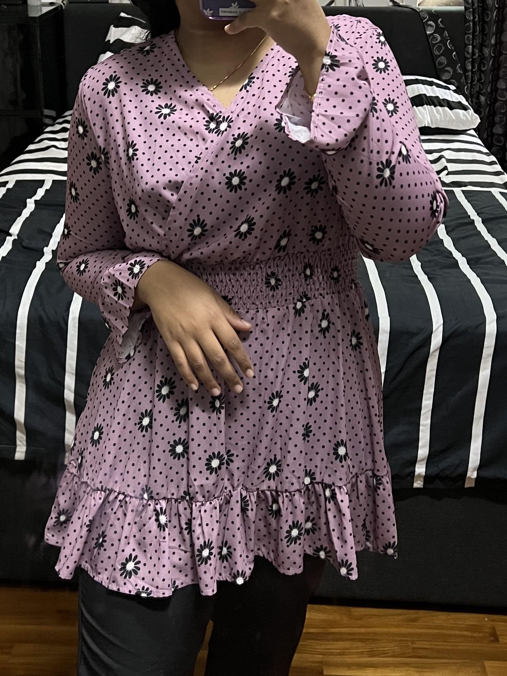 Purple top smocked top