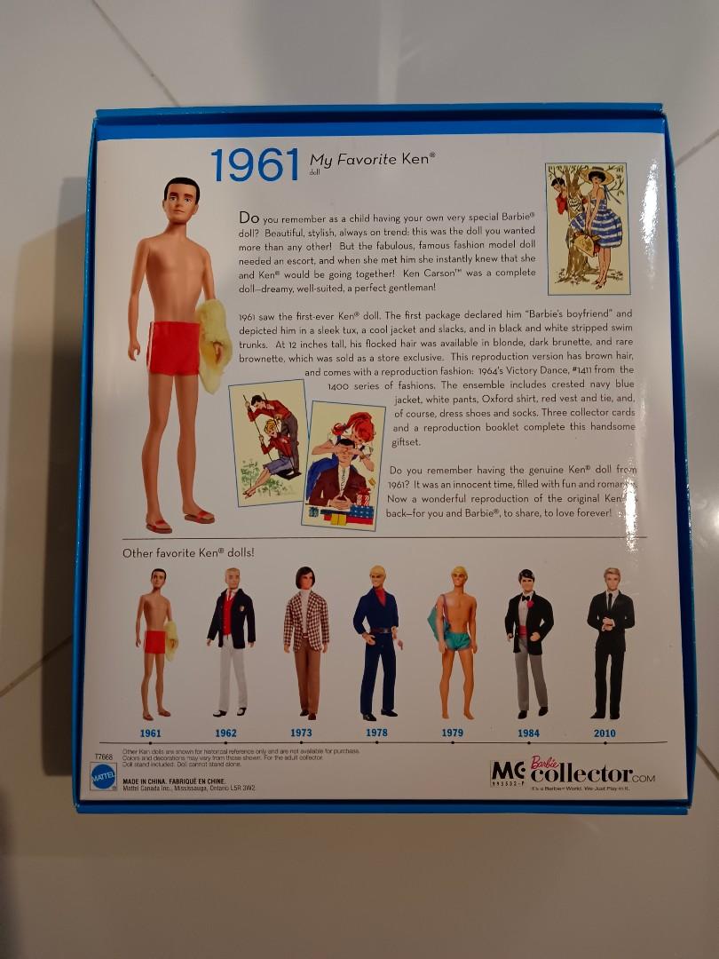 Rare Mattel 2010 Barbie My Favorite Ken 1961 for 50th Anniversary