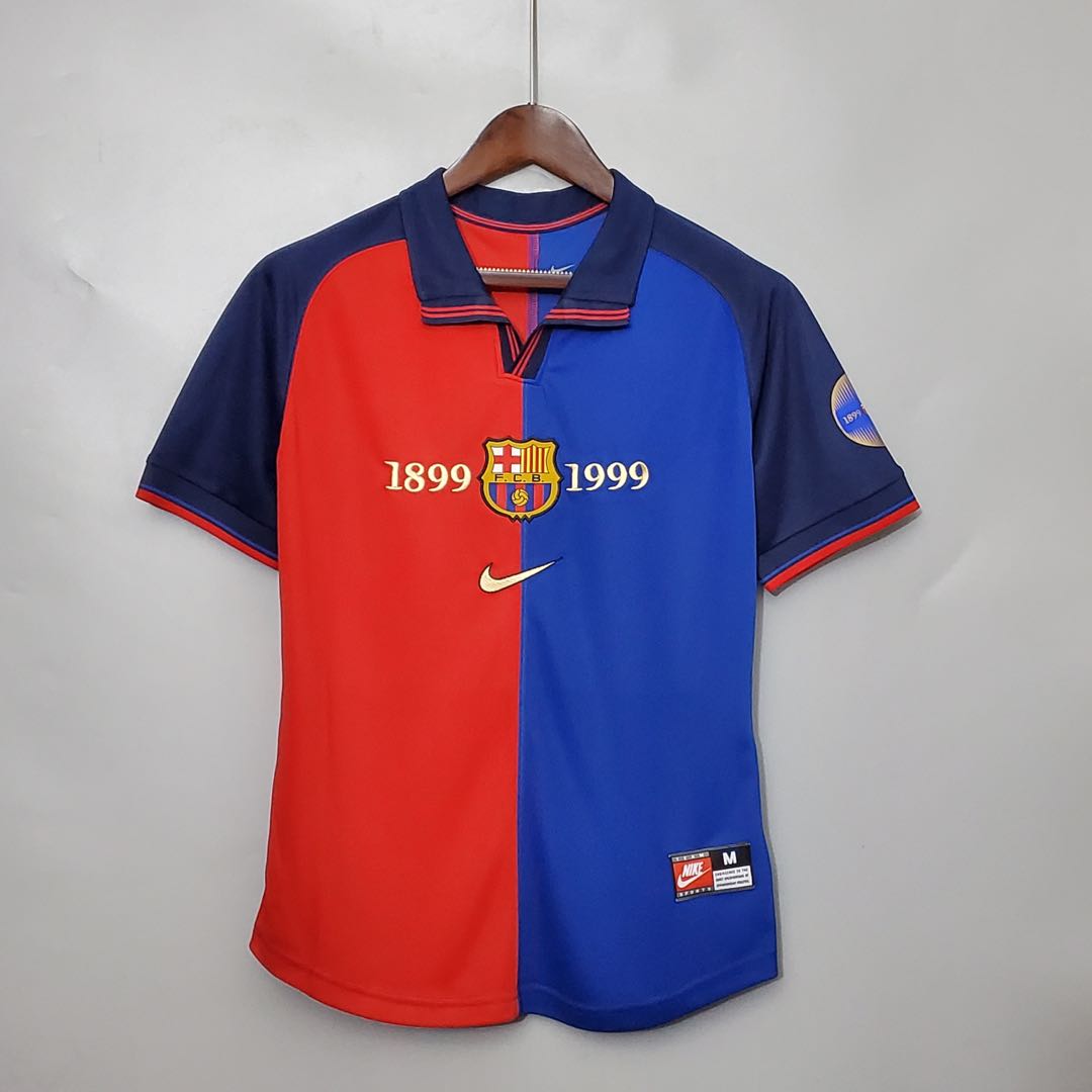 Retro Barcelona 1899-1999 Home Jersey, Men's Fashion, Tops & Sets