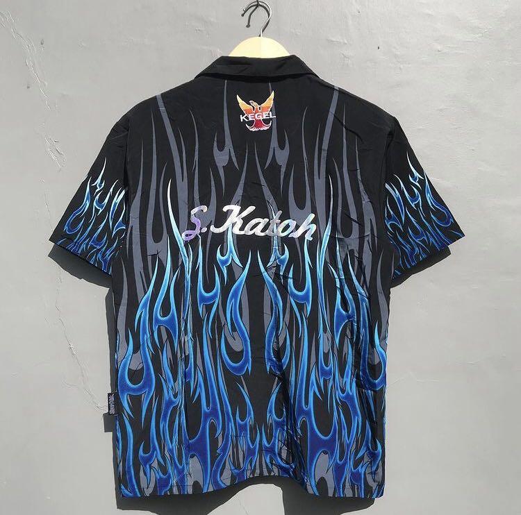 Silver point flame shirt, kemeja dragon 